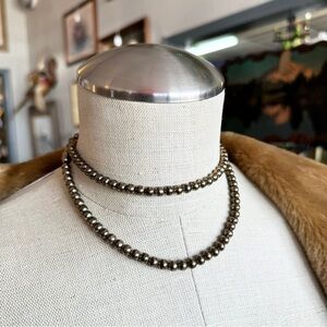 Vintage Sterling Silver Vermeil Beaded Necklace w/ Patina